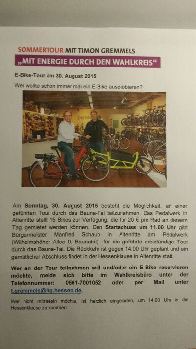 Sommertour mit dem E-Bike und Timon Gremmels